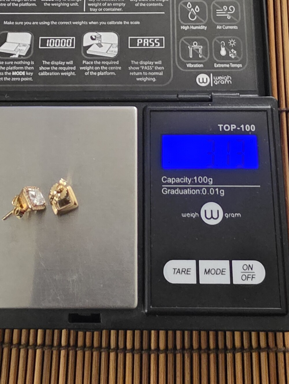 14k CZ Pandora Yellow Gold Stud Earrings (Vintage) - Picture 13 of 13